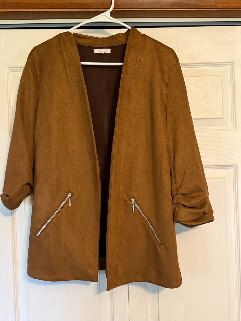 Maurices Camel Faux Suede Open-Front Blazer